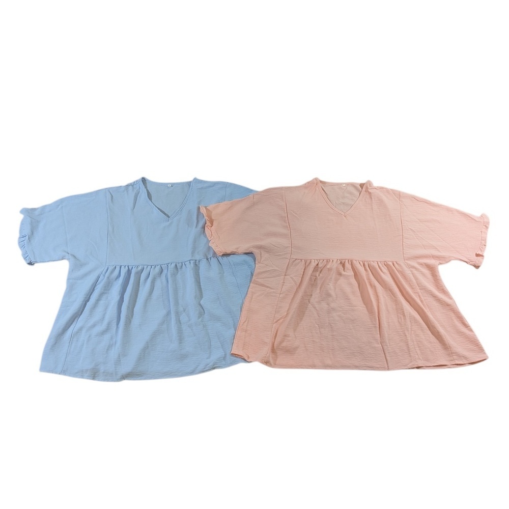 Bundle of Two Baby Doll Tops Light Blue & Pink Size XL